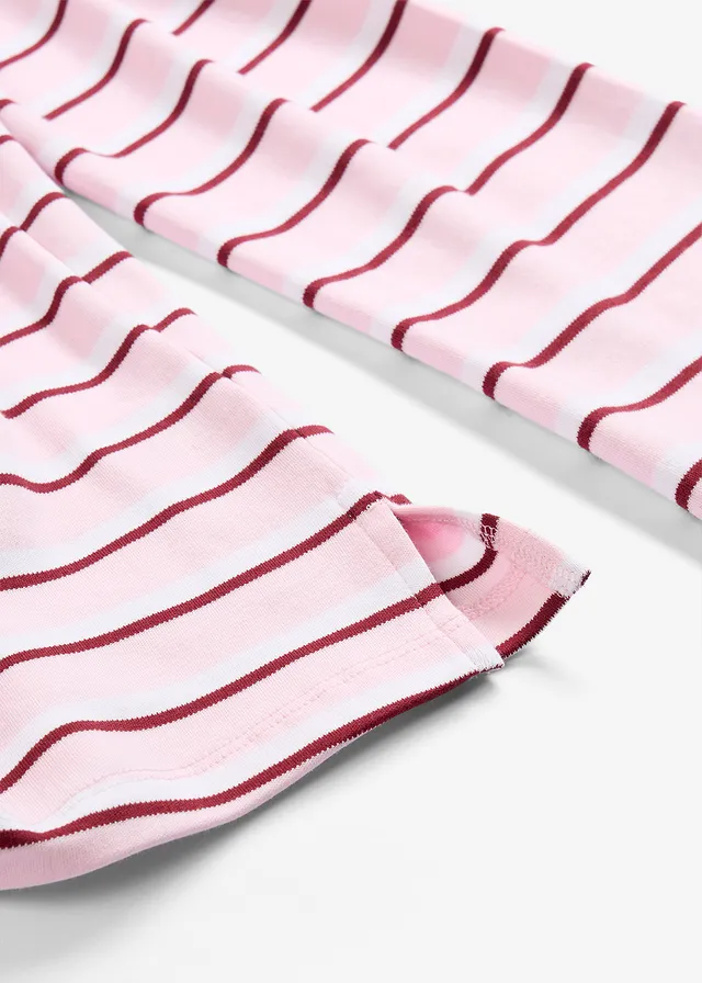 T-shirt manches longues 100% coton • blanc-rouge rubis-rose cristal rayé • product-page.page-title-suffix