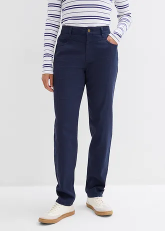 Pantalon en twill coton élasthanne, Couleur: bleu foncé