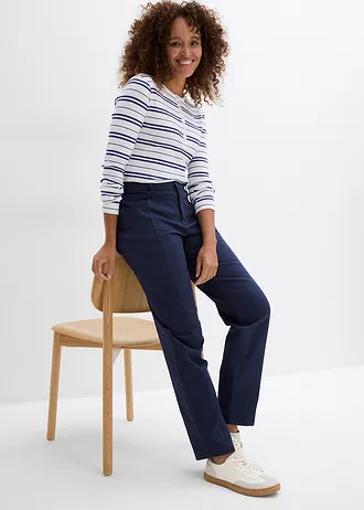 Pantaloni din twill din mix de bumbac și elastan • bleumarin • magazin bonprix