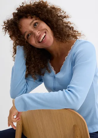 2 v 1 tričko z čistej bavlny • svetlomodrá/biela • obchod bonprix