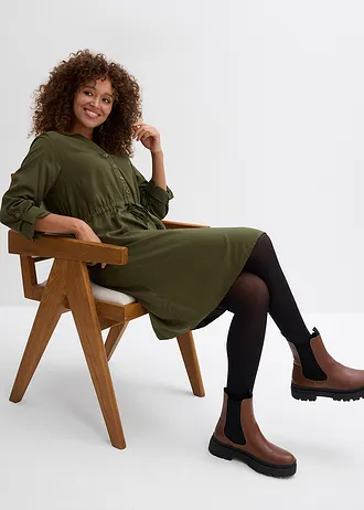 Halenkové šaty z měkké viskózy • tmavě olivová • bonprix obchod