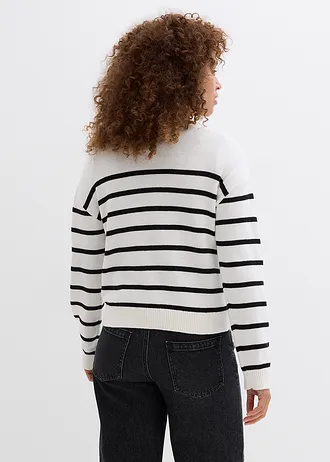 Gilet en maille, Couleur: écru/noir rayé