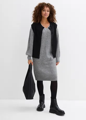 Rochie tricotată • gri melanj • magazin bonprix