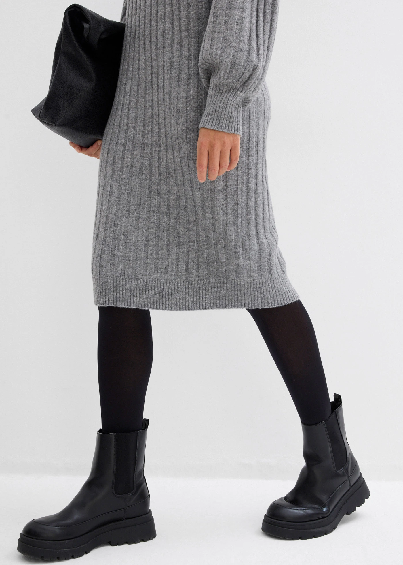 Gebreide jurk • grijs gemêleerd • bonprix online shop