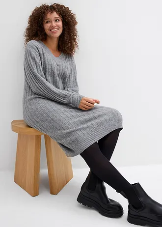 Rochie tricotată • gri melanj • magazin bonprix