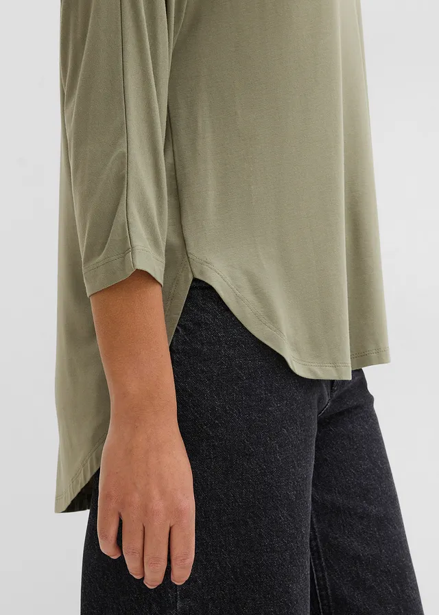 Shirt in een mix van viscose en elastan • olijfgroen • product-page.page-title-suffix