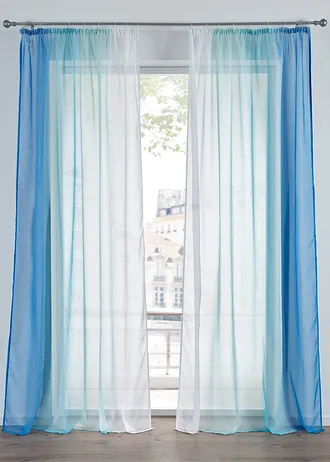 Lot de 2 voilages en tissu léger, aussi en XXL, Couleur: bleu
