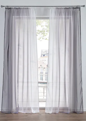 Lot de 2 voilages en tissu léger, aussi en XXL • gris • Boutique bonprix