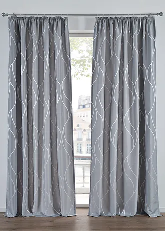 Gordijn van jacquard (1 stuk), Kleur: grijs