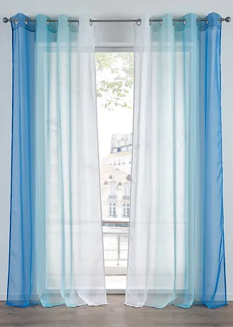 Gordijn van lichte voile, ook verkrijgbaar in extra lang (2 stuks) • blauw • bonprix online shop