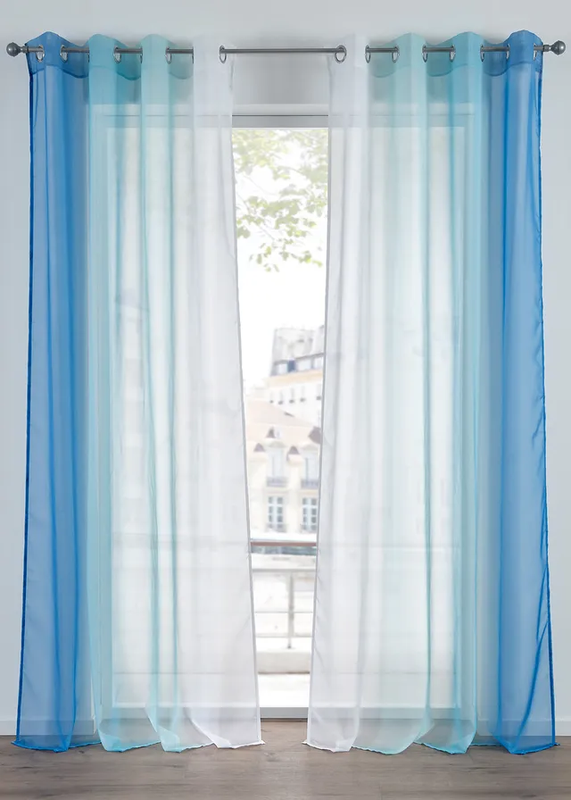 Gordijn van lichte voile, ook verkrijgbaar in extra lang (2 stuks) • blauw • bonprix online shop
