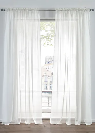 Gordijn van lichte voile met tunnelband (2 stuks) • crème • bonprix online shop