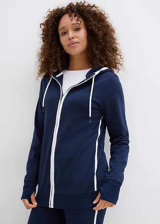 Trening din bumbac, stretch  (set/2 piese) • bleumarin/alb • magazin bonprix