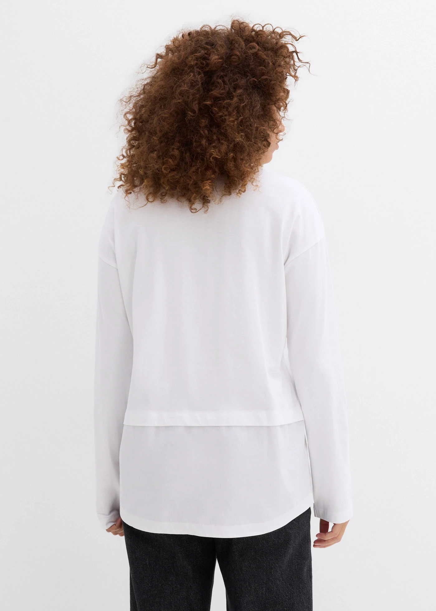 Shirt met blouse-inzet van biologisch katoen • wit • bonprix online shop