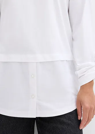 Shirt met blouse-inzet van biologisch katoen • wit • bonprix online shop