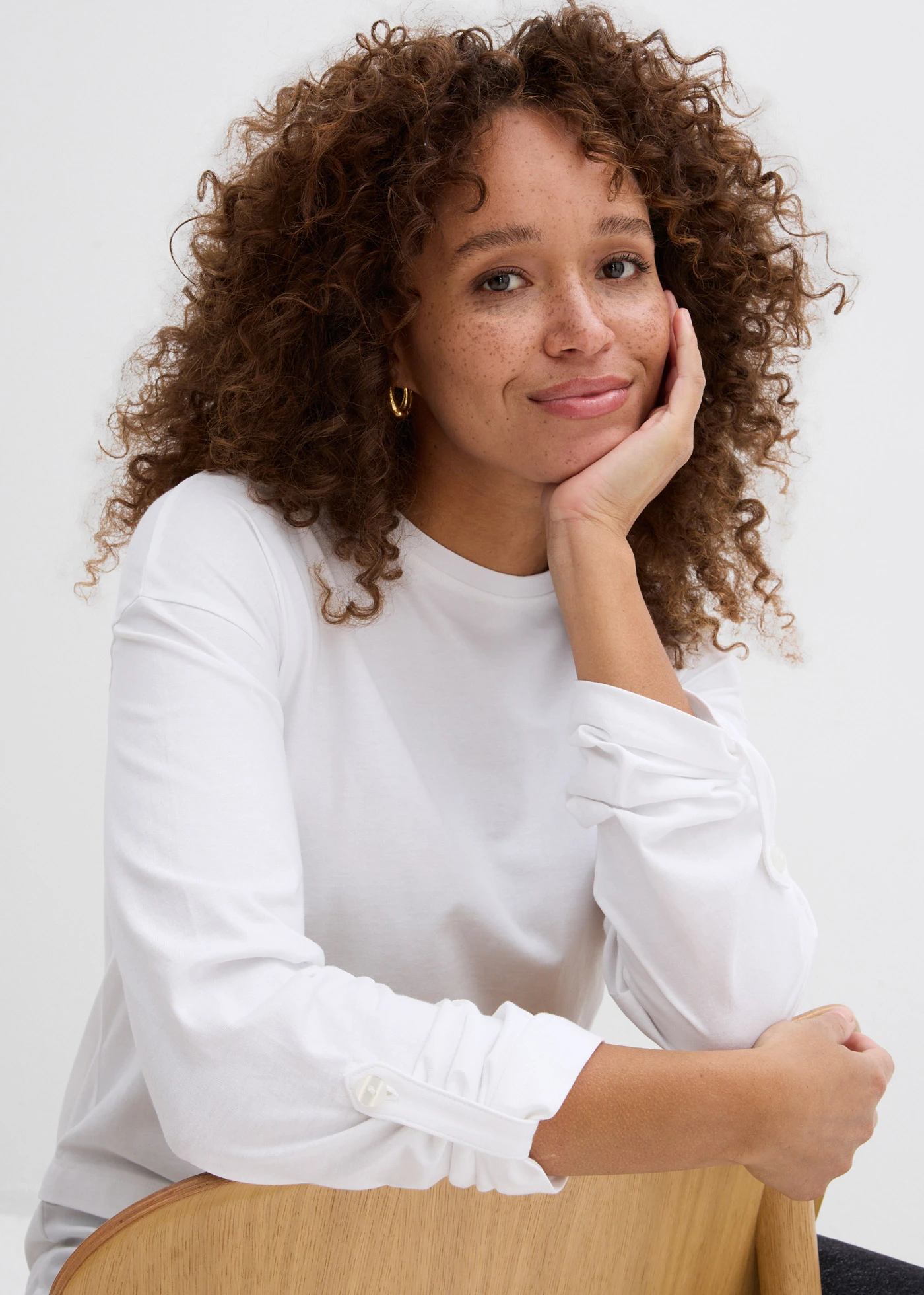 Shirt met blouse-inzet van biologisch katoen • wit • bonprix online shop