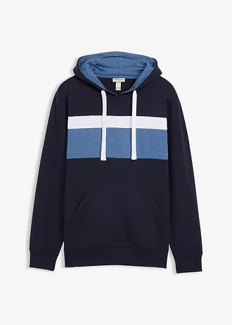 Hoodie, Kleur: donkerblauw gestreept