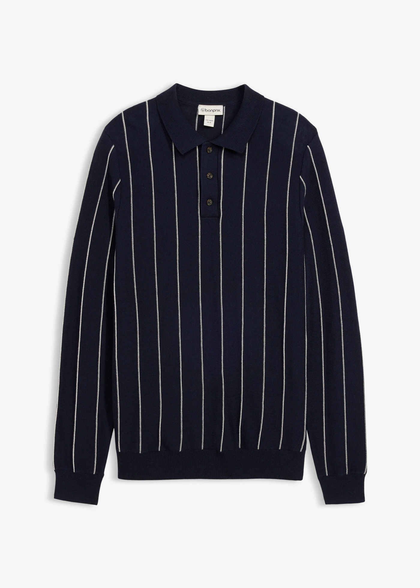 Fijngebreide trui, Regular Fit • donkerblauw-parelwit verticaal gestreept • bonprix online shop