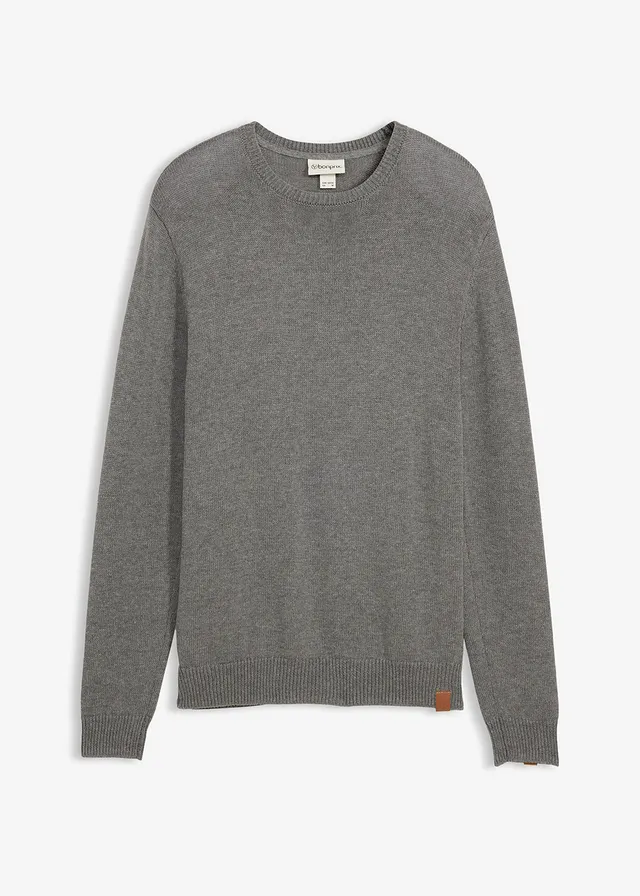 Fijne trui met katoen • grijs gemêleerd • bonprix online shop