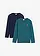 Henley shirt van biologisch katoen (set van 2), lange mouw, Kleur: pepergroen+donkerblauw