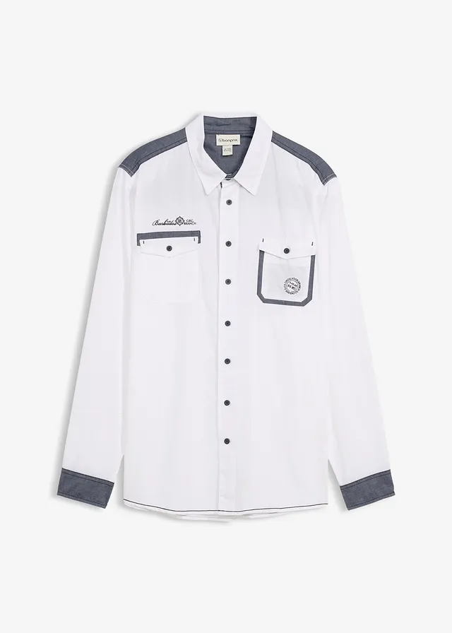 Chemise manches longues 100% coton • blanc • Boutique bonprix