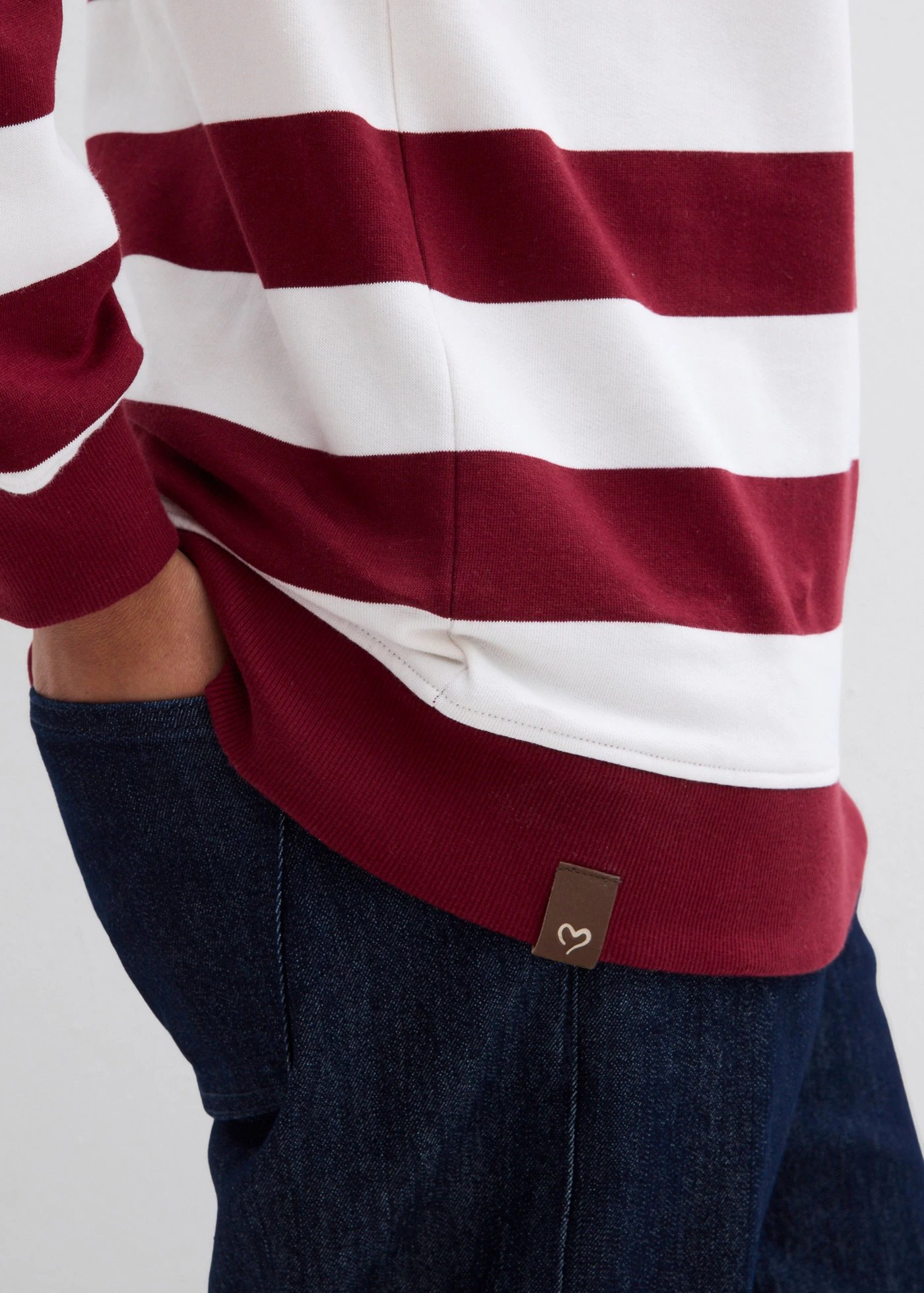 Hoodie van katoen • robijnrood/wolwit gestreept • bonprix online shop