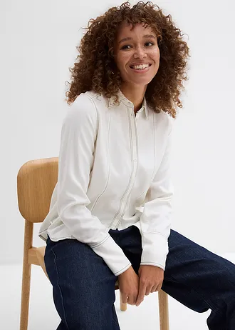 Blouse van viscose • wolwit-zwart • bonprix online shop