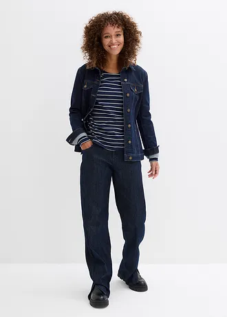 Longshirt van puur biologisch katoen, Kleur: donkerblauw/wolwit gestreept