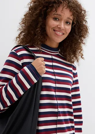 Robe sweat • rouge rubis-bleu foncé-blanc nacré • Boutique bonprix