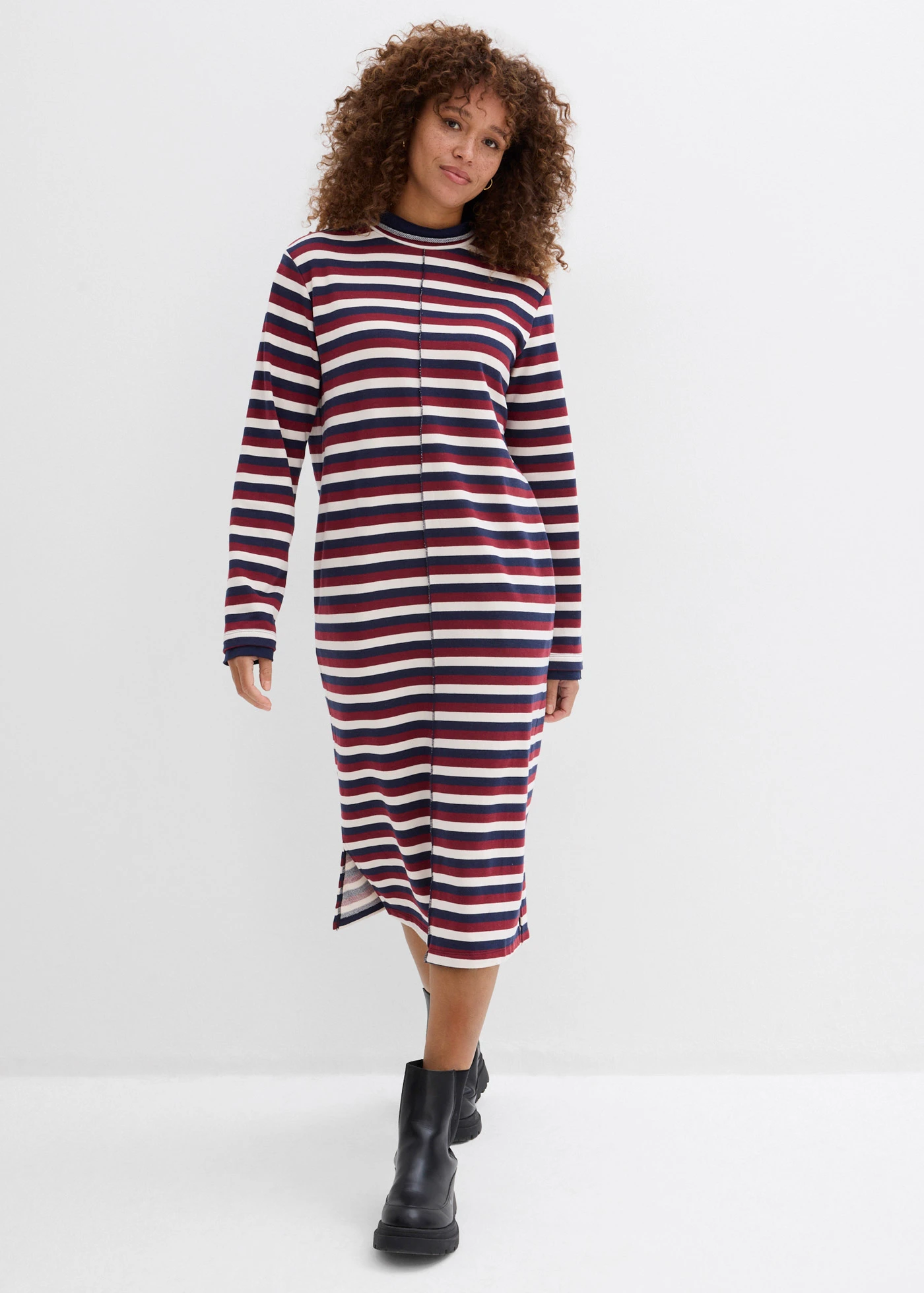 Rochie casual • roşu rubiniu/alb perlat/bleumarin dungat • magazin bonprix