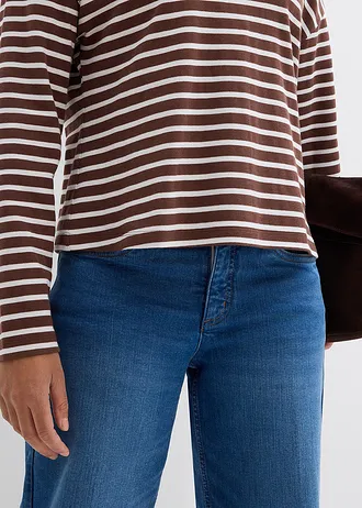 Bluză casual • alb perlat/maro dungat • magazin bonprix