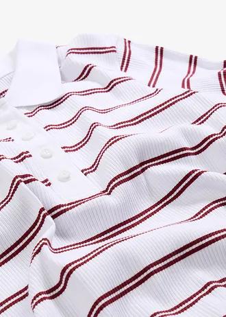 Polo tričko, vrúbkované • biela-rubínovo červená priečne pásikované • obchod bonprix