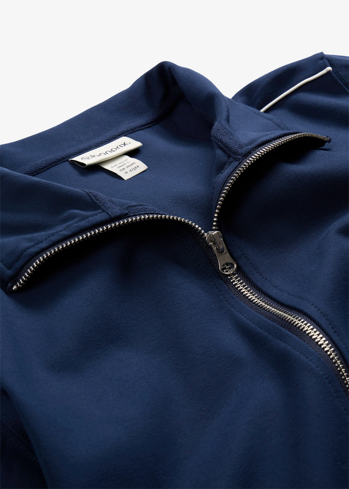 Sweat zippé en Punto di Roma confortable • bleu foncé/blanc • Boutique bonprix