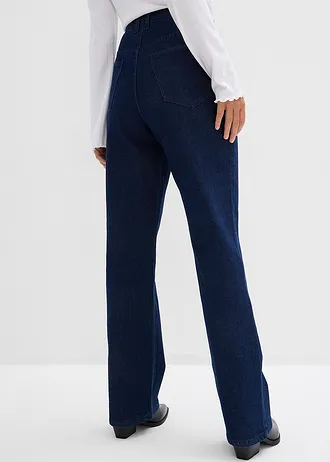 Volné džíny Straight, High Waist, pohodlný pas, se štrasem • sytě modrý denim unwashed • bonprix obchod