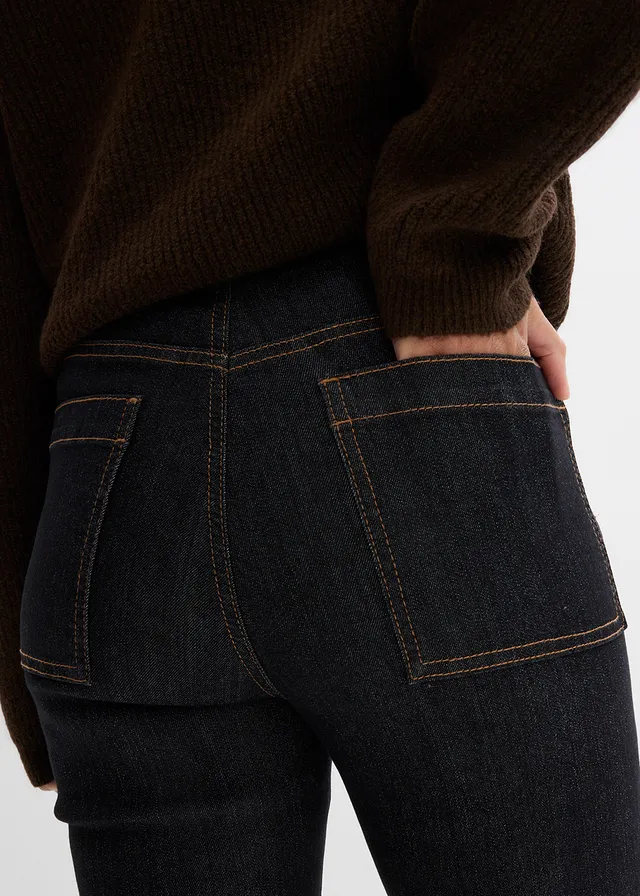 Bootcut-jeans met hoge taille, comfortabele tailleband • zwart denim • product-page.page-title-suffix