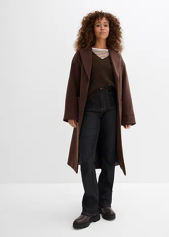 Bootcut-jeans met hoge taille, comfortabele tailleband, Kleur: zwart denim