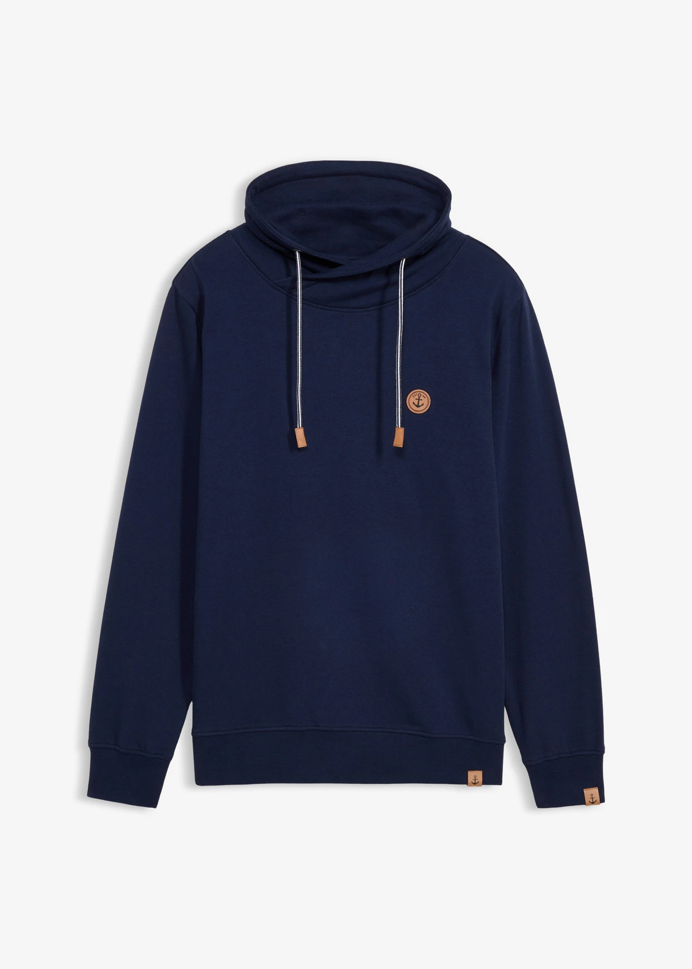 Sweater met sjaalkraag van puur biologisch katoen • donkerblauw • bonprix online shop