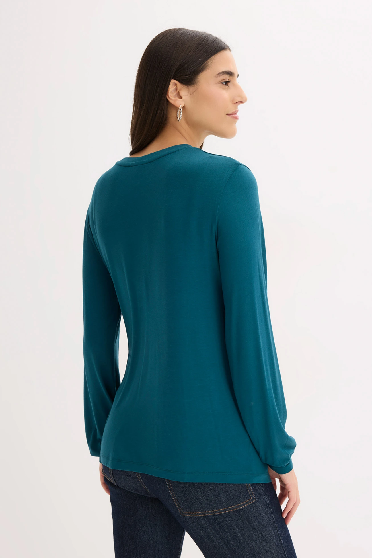 Triko s dlouhým rukávem, z měkké viskózové směsi • tmavě petrolejová • bonprix obchod