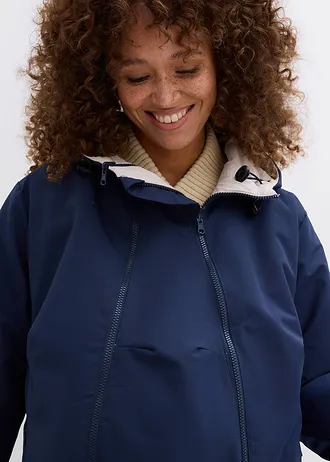 Manteau de grossesse 6-en-1 réversible et déperlant avec fonction portage • bleu foncé-gris-blanc • Boutique bonprix