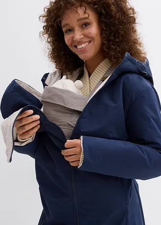 Manteau de grossesse 6-en-1 réversible et déperlant avec fonction portage • bleu foncé-gris-blanc • Boutique bonprix