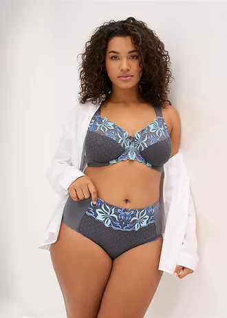 Corrigerende slip met fijn borduursel, Kleur: granietgrijs