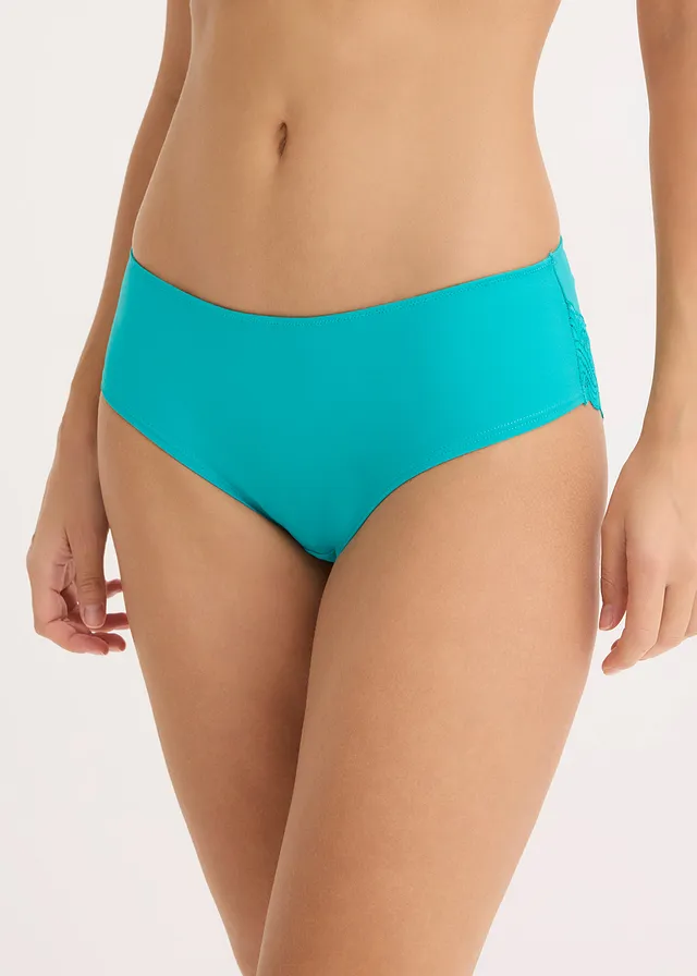 Lot de 4 culottes avec dentelle, Couleur: noir + gris granit + émeraude