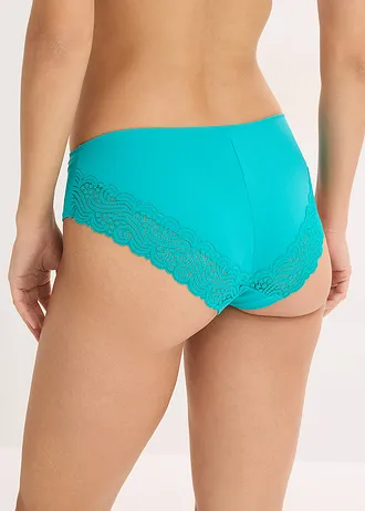 Chilot hipster cu dantelă (set/4 buc.) • negru + gri-granit + verde-smarald • magazin bonprix