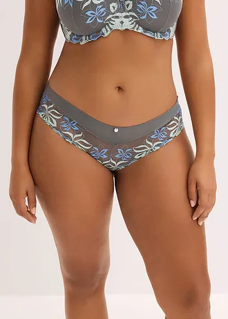 Hipster met delicaat borduursel, Kleur: granietgrijs-middenblauw gebloemd