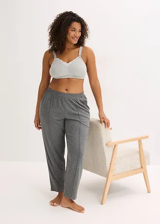 Lot de 2 soutiens-gorge d’allaitement sans armatures avec coton et dentelle • gris clair chiné-blanc + noir • Boutique bonprix