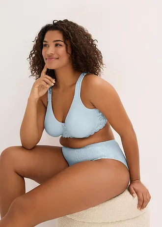 Maxislip met fijn kant (set van 2), Kleur: crèmeblauw + crèmeblauw