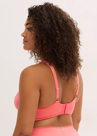 Beugel bh met bloemenborduursel, Kleur: koraalpink