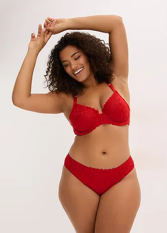 Kalhotky s jemnou krajkou, barva: červená salsa