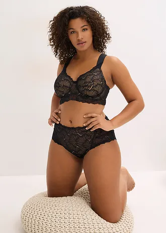 Minimizer bh met gewatteerde bandjes, Kleur: zwart-lichtbruin