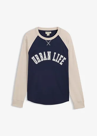 Longsleeve van biologisch katoen, Kleur: donkerblauw-steengrijs